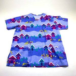 Mickey and Pluto Christmas Scrub top